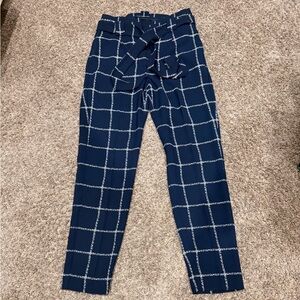 Express Navy and White Checkered Ankle Pants